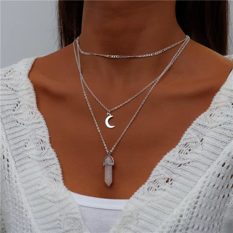 Bohemian Multi Layered Necklace for Women Vintage Portrait Coin Star Moon Pendant Necklace Geometric Collier Collares