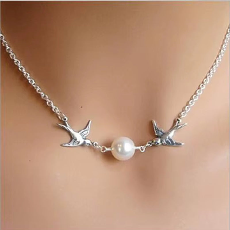 Aihua High Quality Clavicle Chain Jewelry Gold Silver Color Bird Pigeon Hearts Stars Choker Necklaces for Women Daily Collares