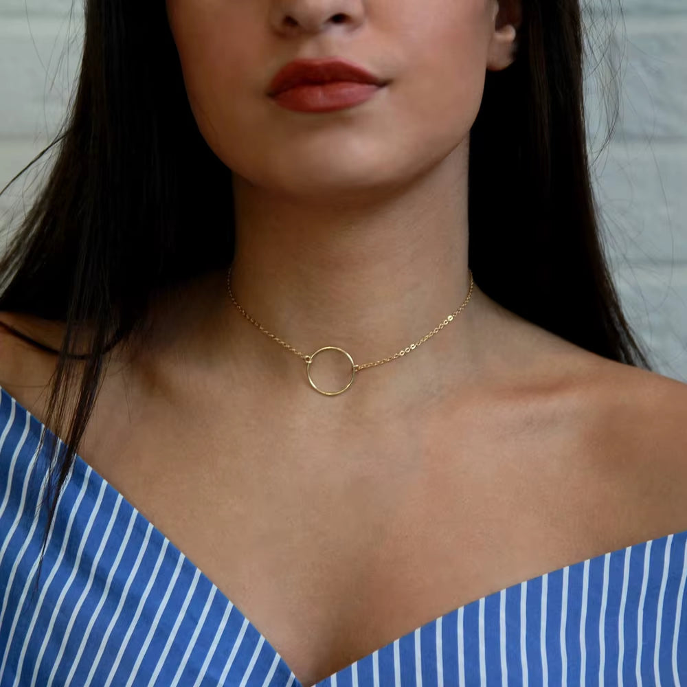 New Arrival 2024 Fashion Circle Chain Clavicle Necklace Collares round Necklaces Gold Color for Women Jewelry Choker Gift
