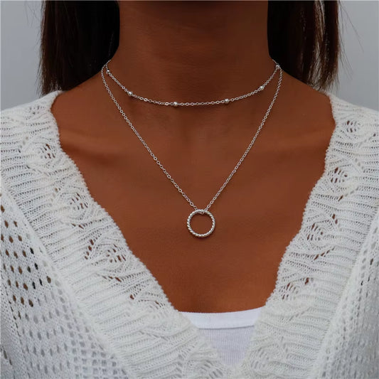 Bohemian Multi Layered Necklace for Women Vintage Portrait Coin Star Moon Pendant Necklace Geometric Collier Collares