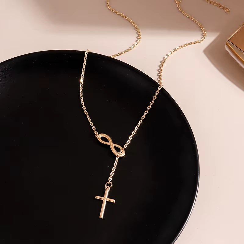 Silver Color Cross Necklaces & Pendants for Women Choker Clavicle Chain Jewelry Femme Bijoux Collares