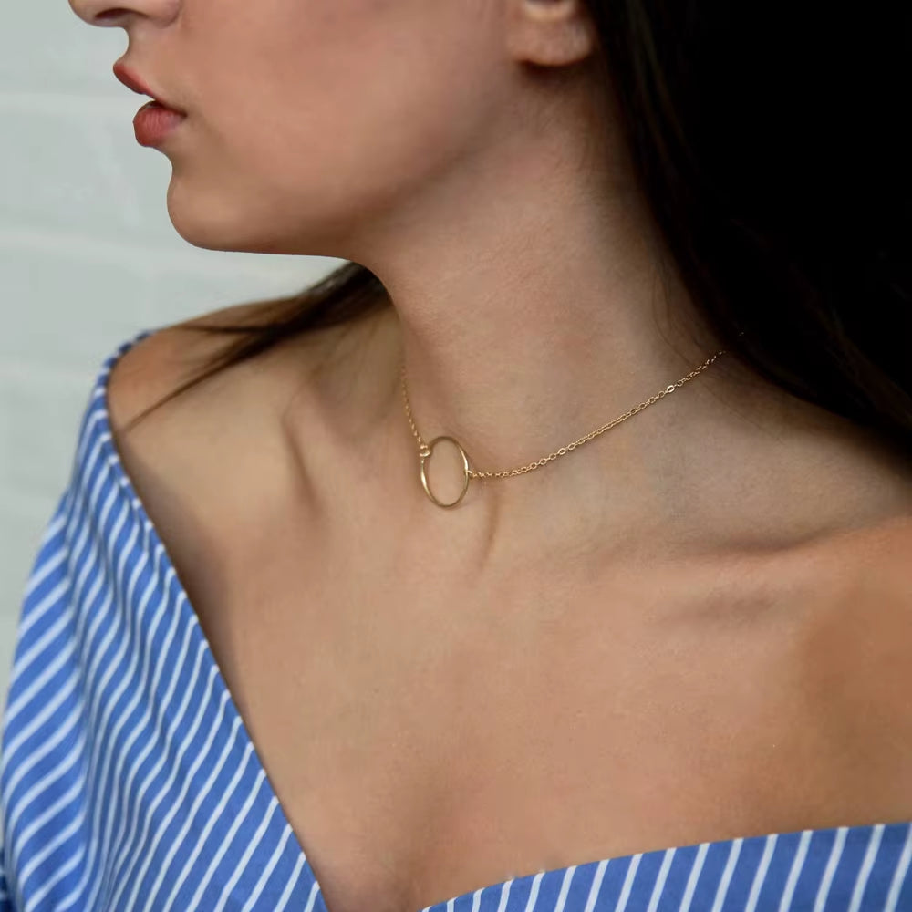 New Arrival 2024 Fashion Circle Chain Clavicle Necklace Collares round Necklaces Gold Color for Women Jewelry Choker Gift