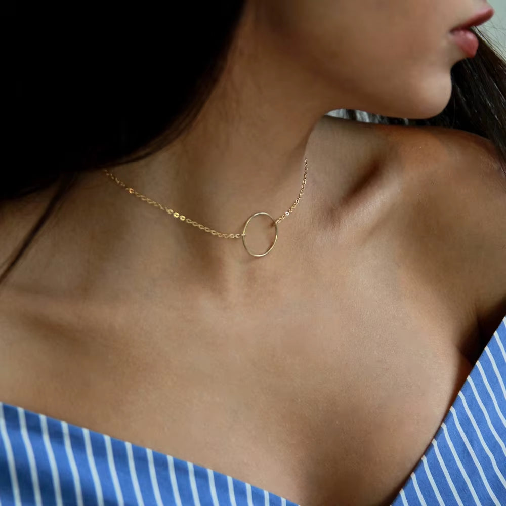 New Arrival 2024 Fashion Circle Chain Clavicle Necklace Collares round Necklaces Gold Color for Women Jewelry Choker Gift